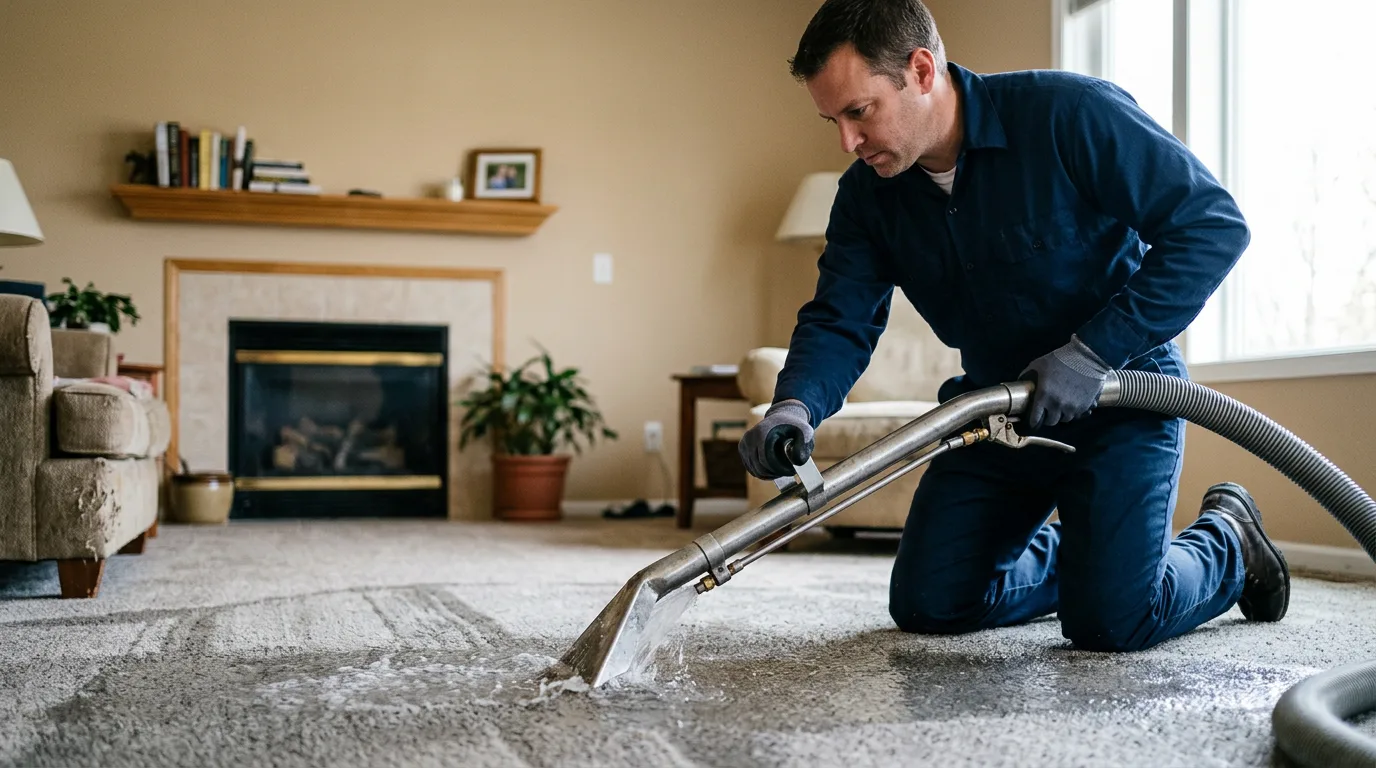 Water damage restoration technician working near Whiting, KS